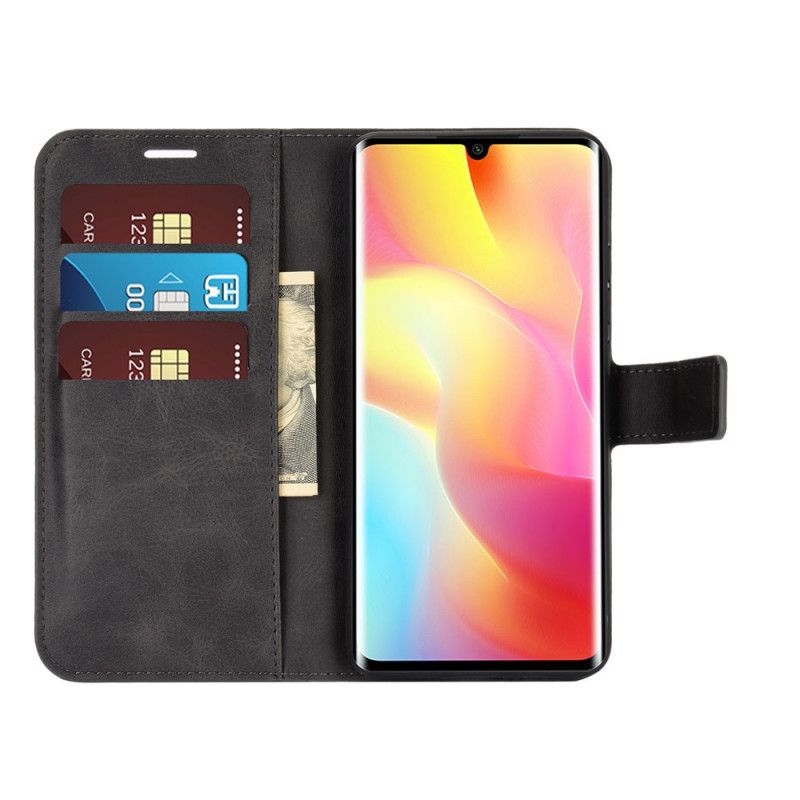 Etui Folio Xiaomi Mi Note 10 Lite Szary Czarny Wyjątkowo Smukły Efekt Skóry