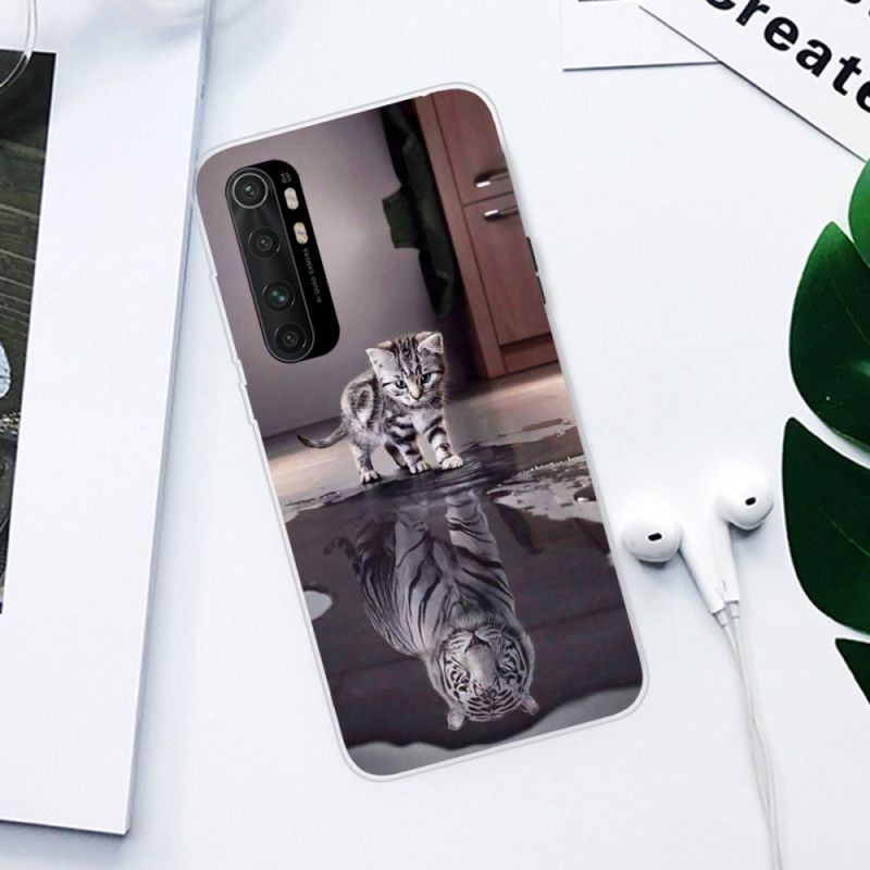 Etui Xiaomi Mi Note 10 Lite Biały Czarny Uroczy Kot Etui Ochronne