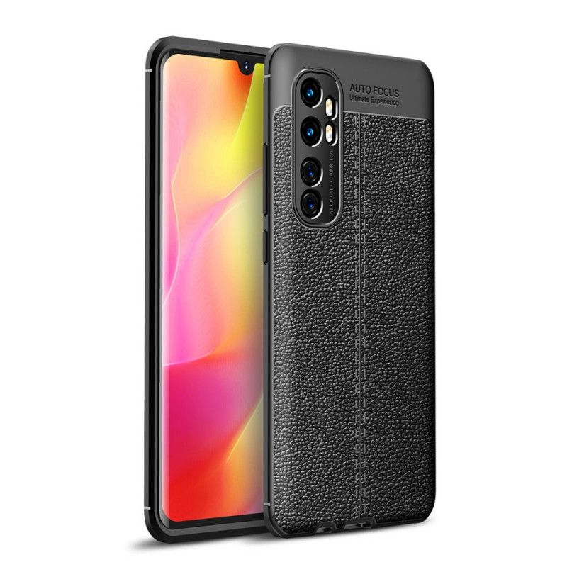 Etui Xiaomi Mi Note 10 Lite Czerwony Czarny Efekt Skóry Z Podwójną Linią Liczi Etui Ochronne