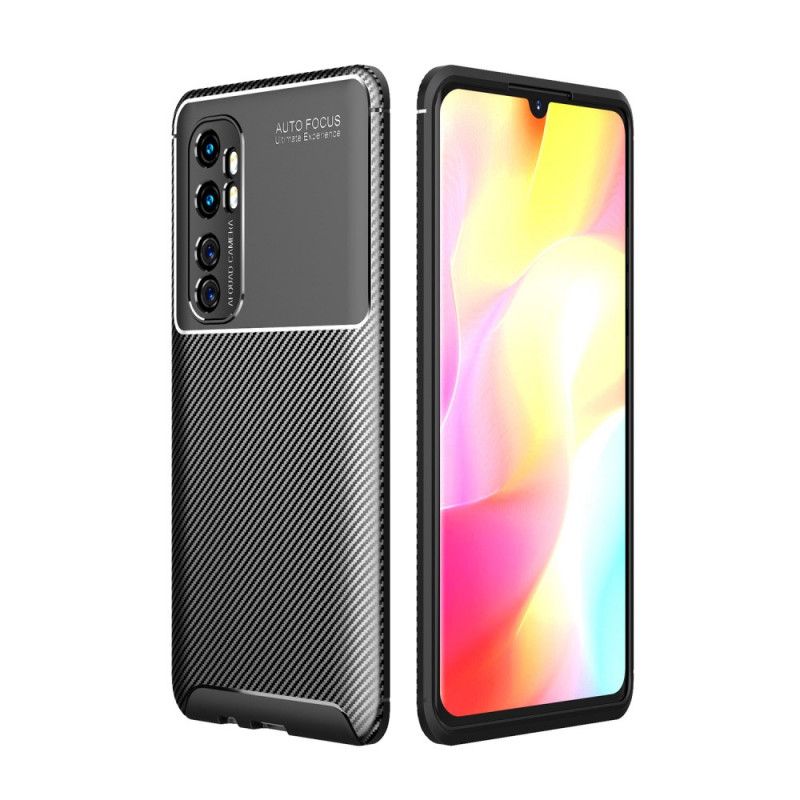 Etui Xiaomi Mi Note 10 Lite Granatowy Czarny Elastyczna Tekstura Włókna Węglowego