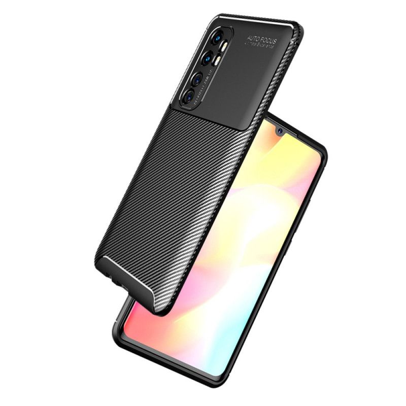 Etui Xiaomi Mi Note 10 Lite Granatowy Czarny Elastyczna Tekstura Włókna Węglowego