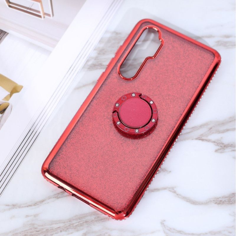 Etui Xiaomi Mi Note 10 Lite Jasnofioletowy Czerwony Wspornik Z Cekinami I Diamentami Etui Ochronne