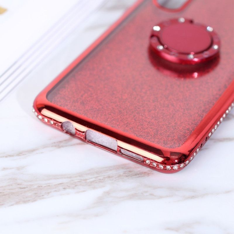 Etui Xiaomi Mi Note 10 Lite Jasnofioletowy Czerwony Wspornik Z Cekinami I Diamentami Etui Ochronne