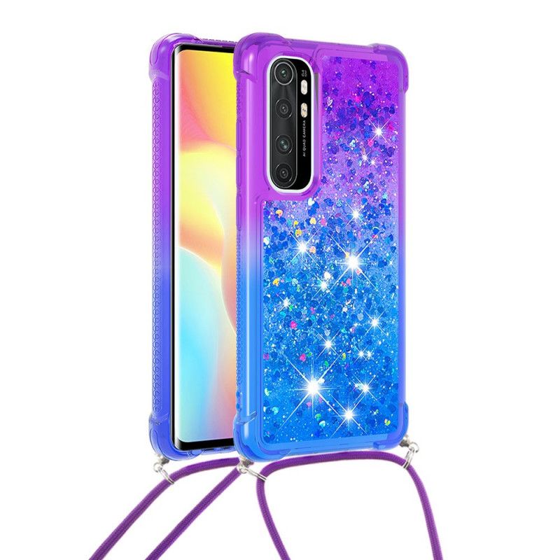 Etui Xiaomi Mi Note 10 Lite Jasnoniebieski Różowy Silikonowy Brokat I Sznurek