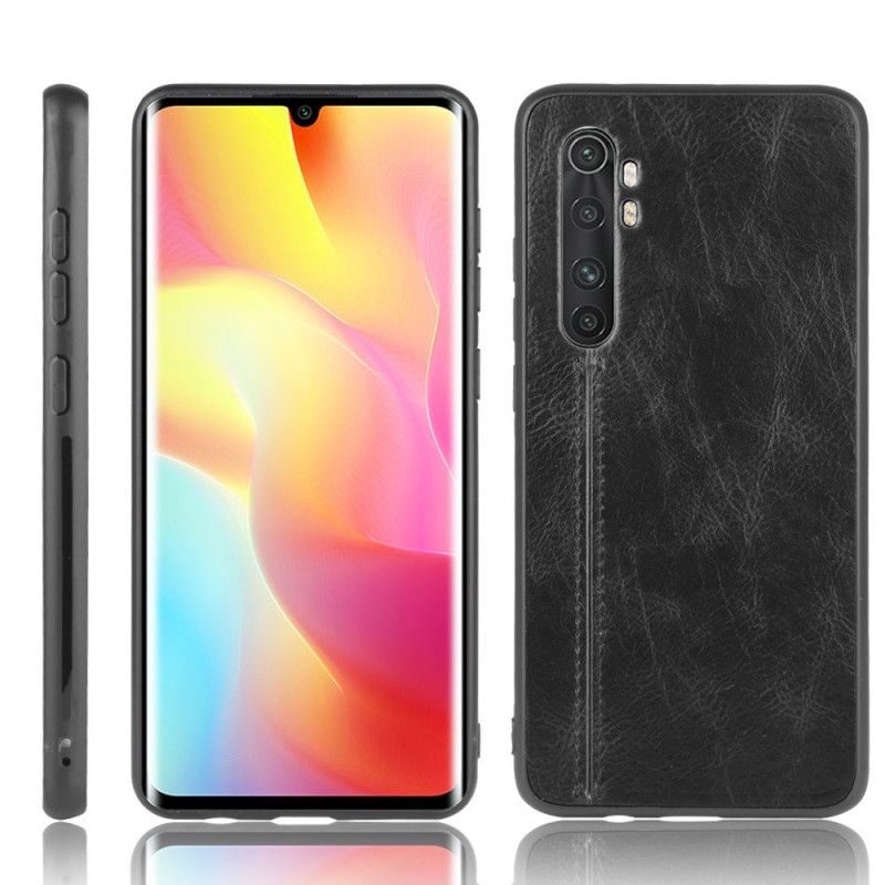 Etui Xiaomi Mi Note 10 Lite Żółty Czarny Efekt Szytej Skóry Etui Ochronne