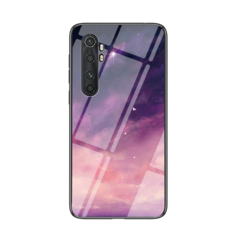 Etui Xiaomi Mi Note 10 Lite Szary Biały Piękne Szkło Hartowane