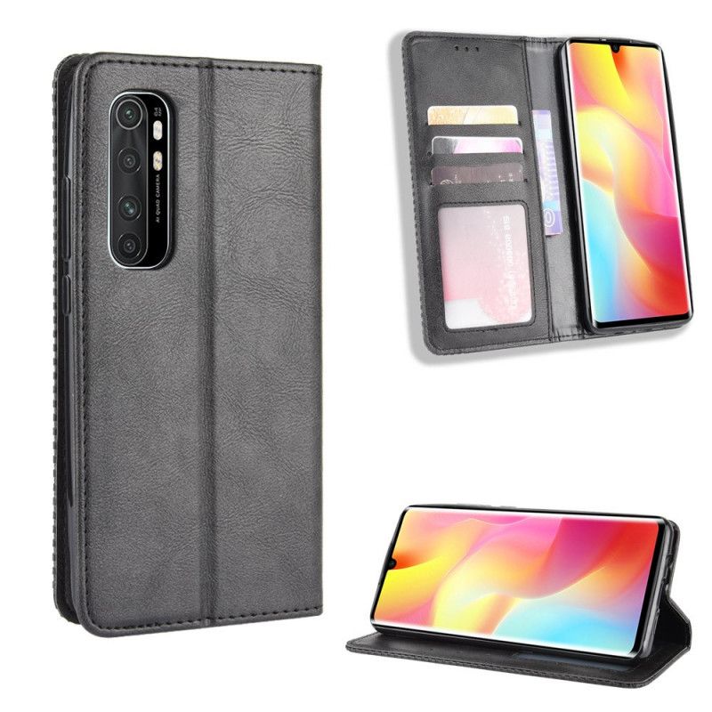 Flip Kotelot Xiaomi Mi Note 10 Lite Czerwony Czarny Stylizowany Efekt Skóry W Stylu Vintage