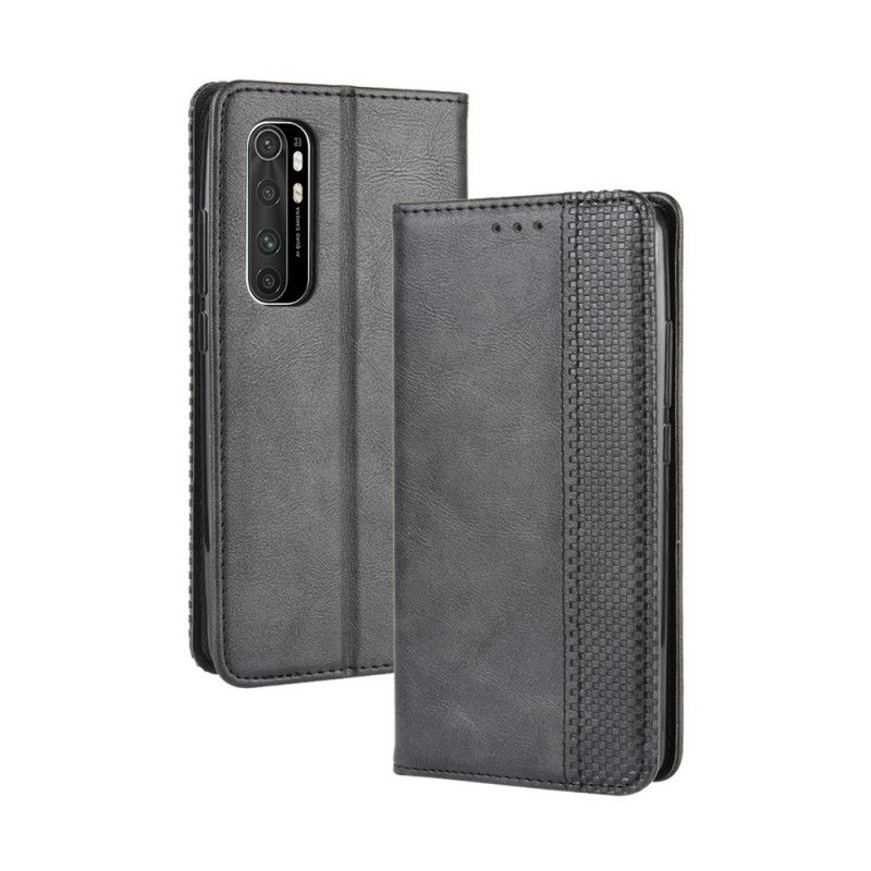 Flip Kotelot Xiaomi Mi Note 10 Lite Czerwony Czarny Stylizowany Efekt Skóry W Stylu Vintage