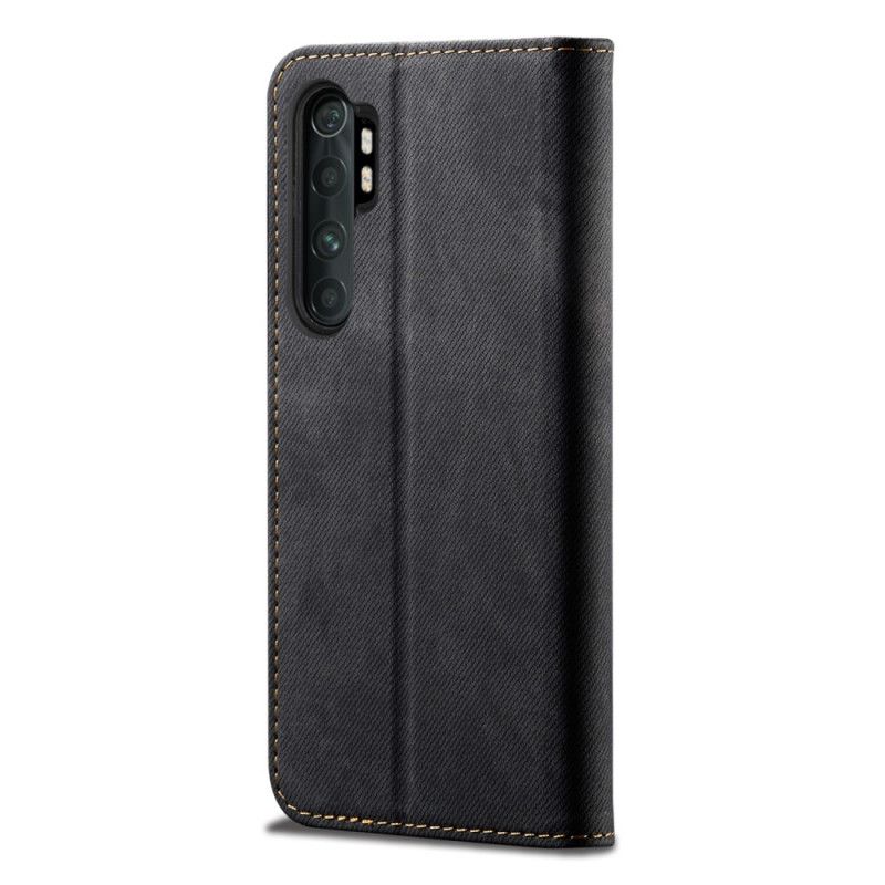 Flip Kotelot Xiaomi Mi Note 10 Lite Granatowy Czarny Etui na Telefon Tkanina Dżinsowa