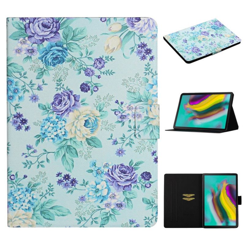 Etui Folio Samsung Galaxy Tab S6 Lite Szary Czarny Kwiaty Kwiaty Kwiaty