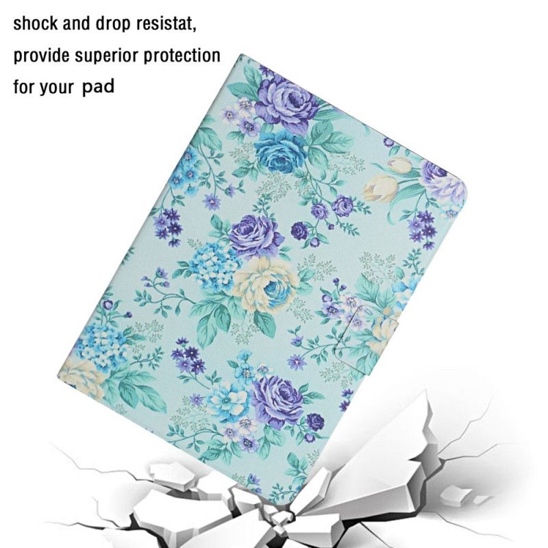 Etui Folio Samsung Galaxy Tab S6 Lite Szary Czarny Kwiaty Kwiaty Kwiaty