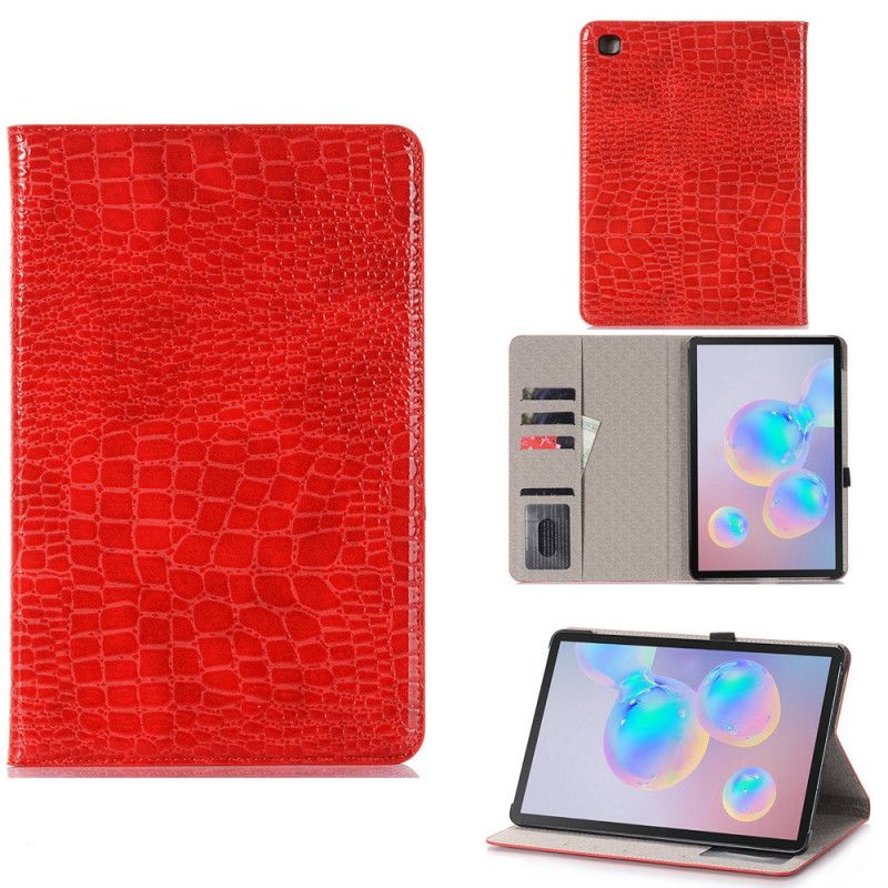 Etui Samsung Galaxy Tab S6 Lite Czerwony Czarny Tekstura Krokodyla