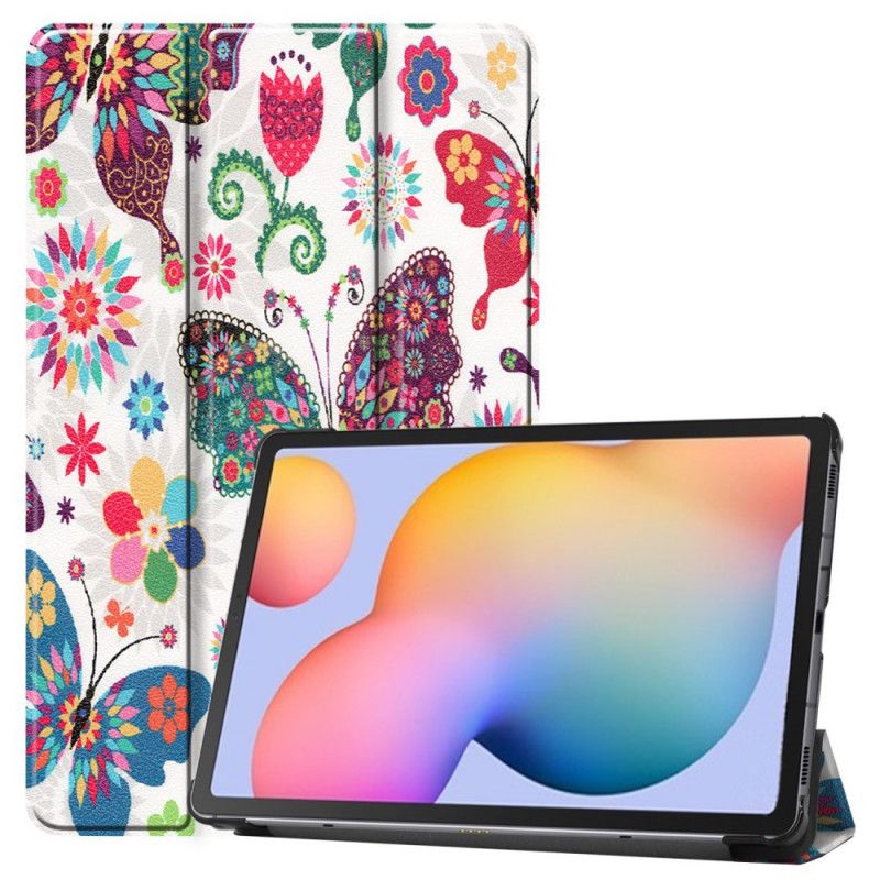 Inteligentna Obudowa Samsung Galaxy Tab S6 Lite Retro Motyle I Kwiaty