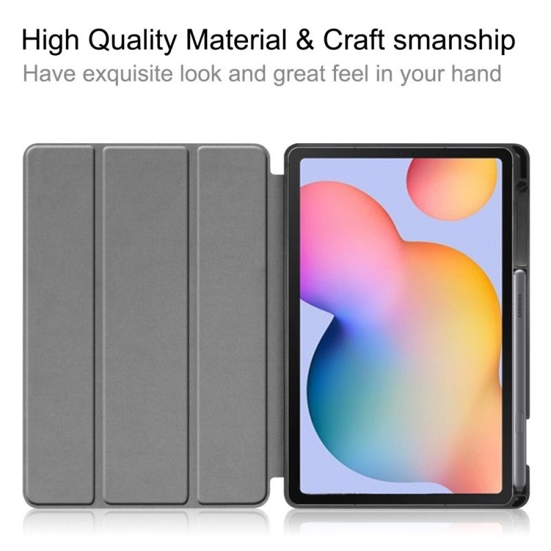 Smart Case Samsung Galaxy Tab S6 Lite Szary Czarny Tri Składany Pojemnik Na Ołówki