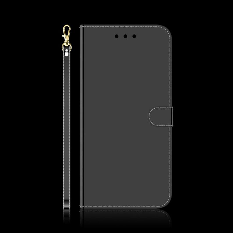 Etui Folio Samsung Galaxy S21 Ultra 5G Biały Czarny Osłona Lusterka Z Imitacji Skóry Etui Ochronne