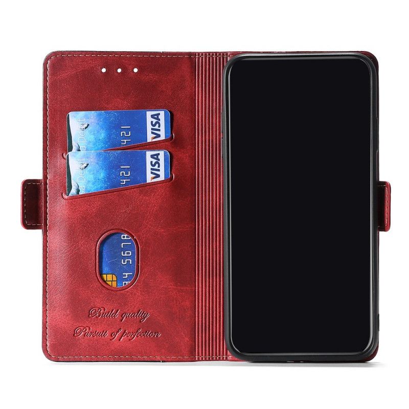 Etui Folio Samsung Galaxy S21 Ultra 5G Czerwony Czarny Dwukolorowa Imitacja Skóry Etui Ochronne