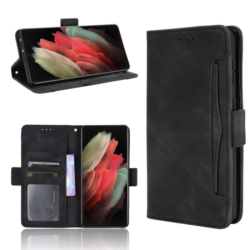 Etui Folio Samsung Galaxy S21 Ultra 5G Czerwony Czarny Multikarta Pierwszej Klasy Etui Ochronne