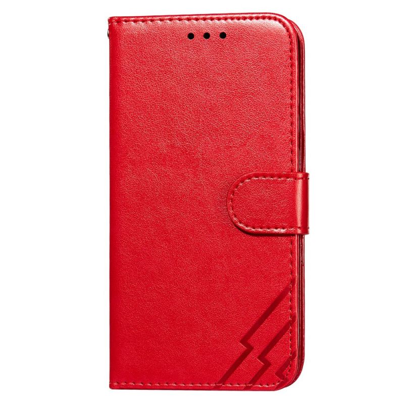 Etui Folio Samsung Galaxy S21 Ultra 5G Czerwony Czarny Projekt Błyskawicy Z Efektem Skóry Etui Ochronne