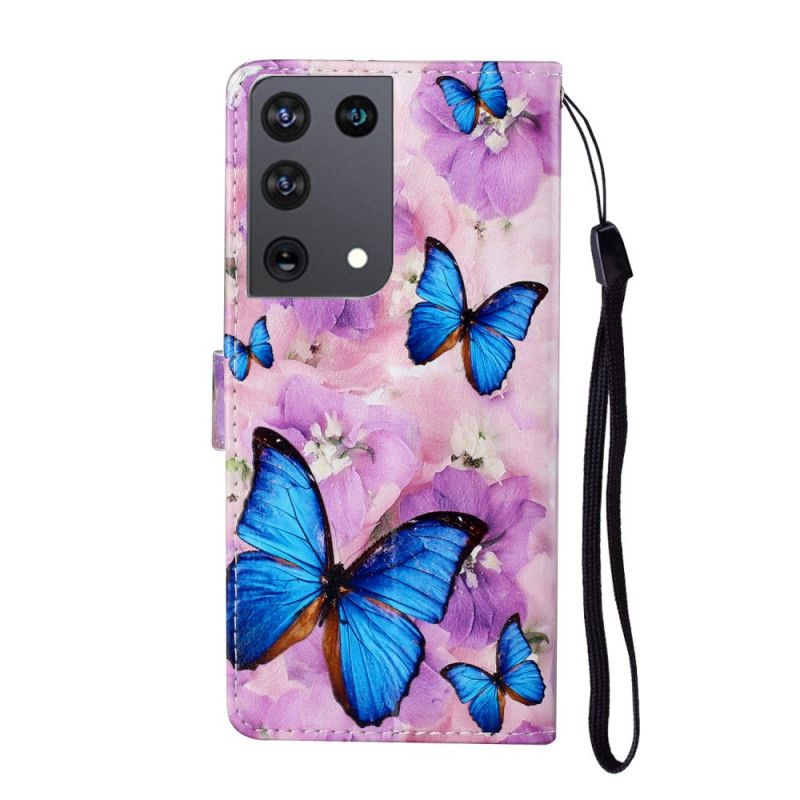 Etui Folio Samsung Galaxy S21 Ultra 5G Kwiatowe Motyle