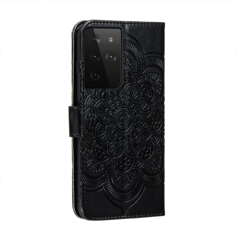 Etui Folio Samsung Galaxy S21 Ultra 5G Szary Czarny Cała Mandala