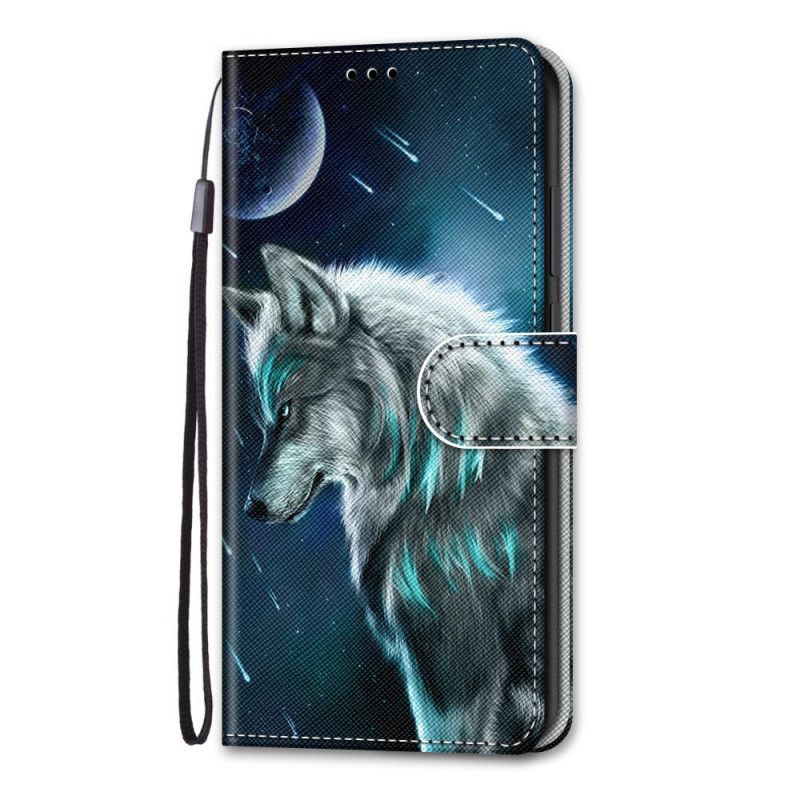 Etui Folio Samsung Galaxy S21 Ultra 5G Wilk Pod Deszczem Gwiazd Etui Ochronne