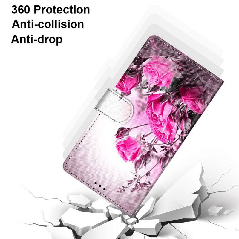 Etui Folio Samsung Galaxy S21 Ultra 5G Złoty Purpurowy Magiczne Kwiaty Etui Ochronne