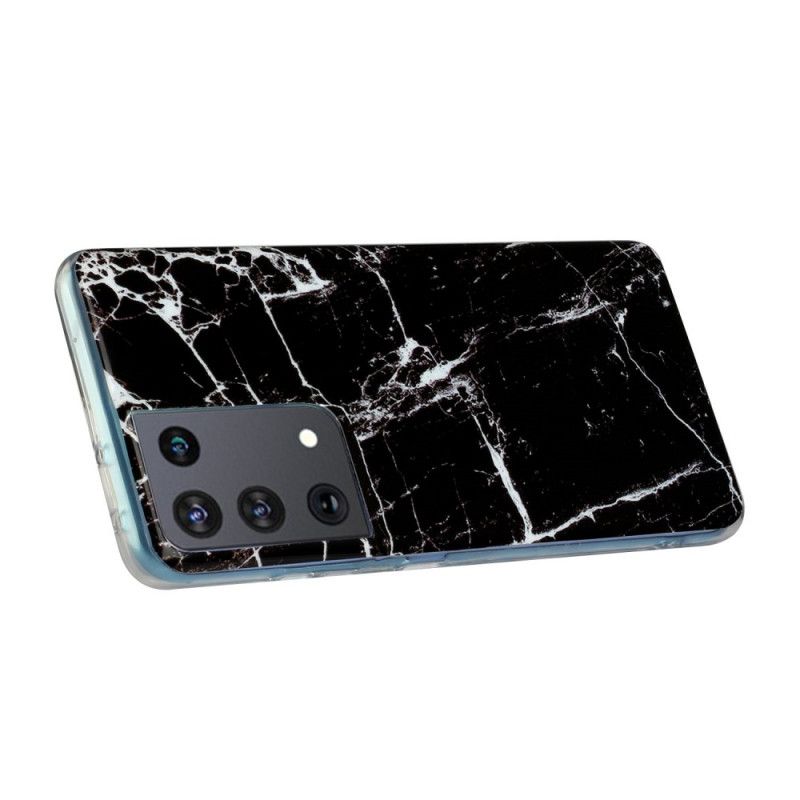 Etui Samsung Galaxy S21 Ultra 5G Biały Czarny Klasyczny Marmur