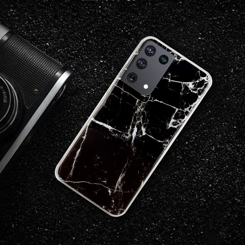 Etui Samsung Galaxy S21 Ultra 5G Biały Czarny Klasyczny Marmur