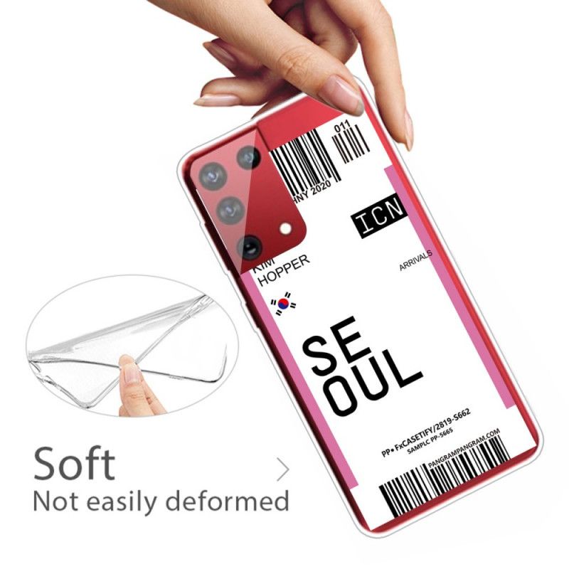 Etui Samsung Galaxy S21 Ultra 5G Różowy Magenta Karta Pokładowa Do Seulu