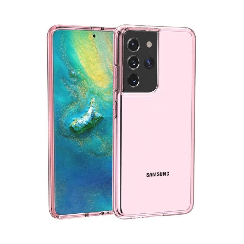 Etui Samsung Galaxy S21 Ultra 5G Różowy Szary Kolor Przezroczysty