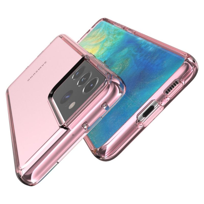 Etui Samsung Galaxy S21 Ultra 5G Różowy Szary Kolor Przezroczysty