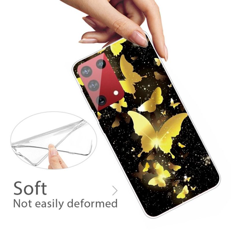 Etui Samsung Galaxy S21 Ultra 5G Żółty Różowy Piękne Motyle Etui Ochronne