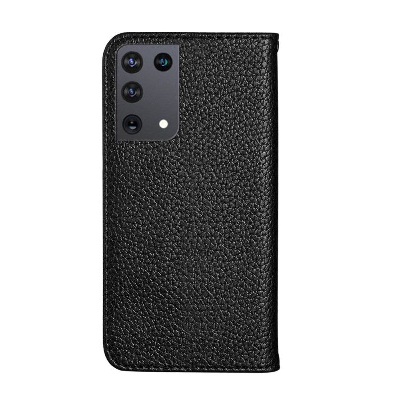 Flip Kotelot Samsung Galaxy S21 Ultra 5G Szary Czarny Ultra Elegancka Imitacja Skóry Liczi