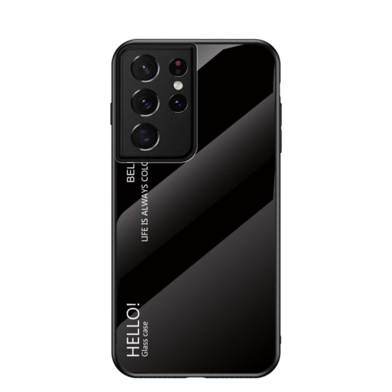 Futerały Samsung Galaxy S21 Ultra 5G Biały Czarny Witam Szkło Hartowane