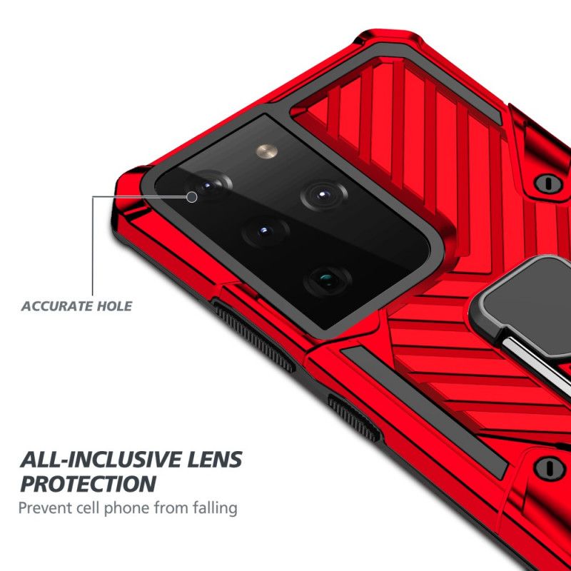 Futerały Samsung Galaxy S21 Ultra 5G Czerwony Czarny Etui na Telefon Zdejmowany Uchwyt Pierścieniowy