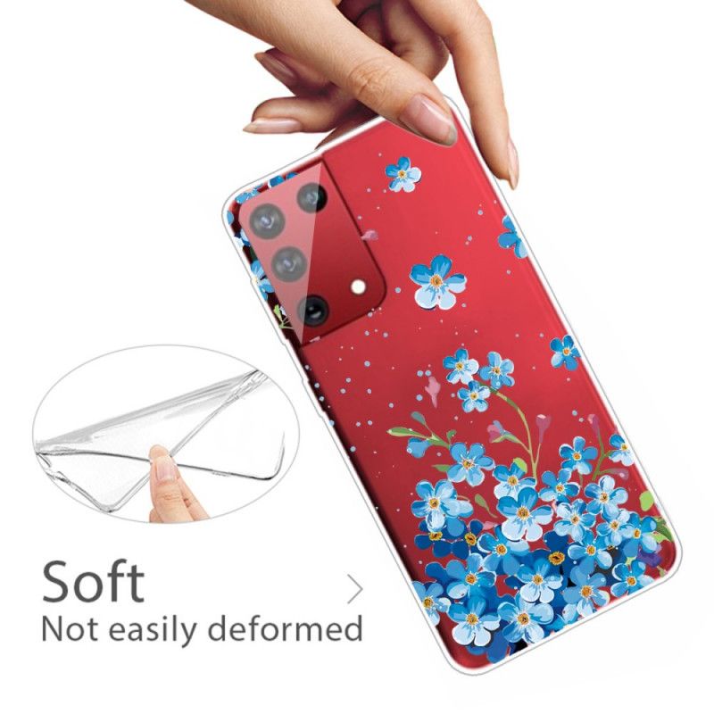 Futerały Samsung Galaxy S21 Ultra 5G Etui na Telefon Niebieskie Kwiaty