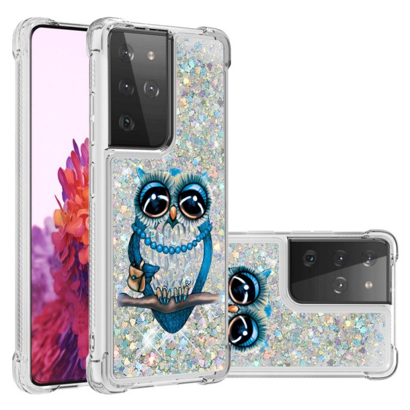 Futerały Samsung Galaxy S21 Ultra 5G Etui na Telefon Panna Brokatowa Sowa