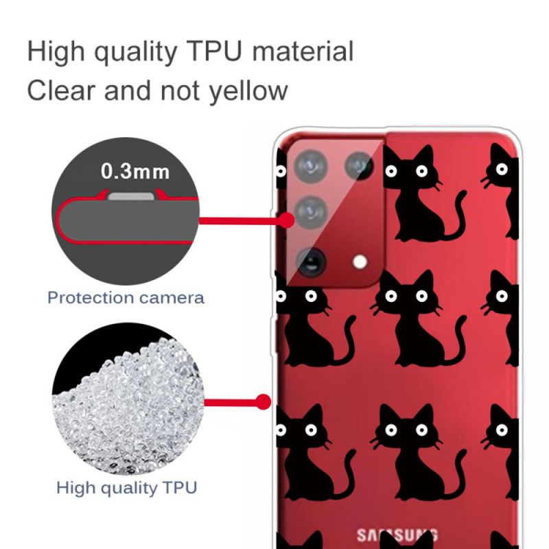 Futerały Samsung Galaxy S21 Ultra 5G Etui na Telefon Wiele Czarnych Kotów