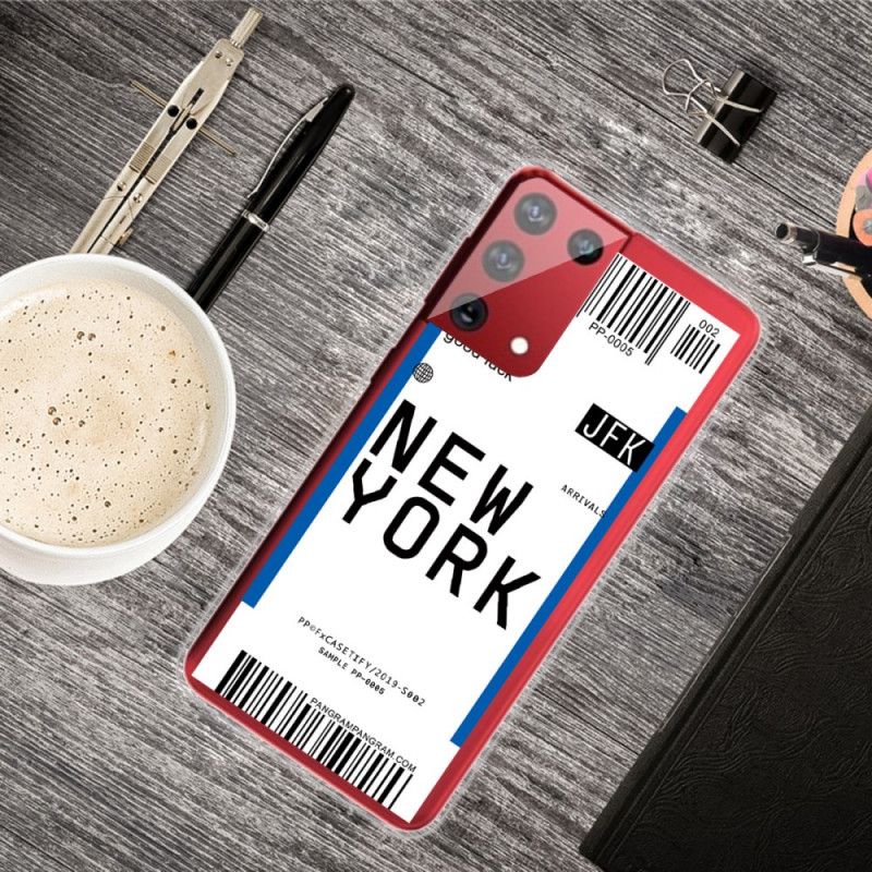 Futerały Samsung Galaxy S21 Ultra 5G Granatowy Czarny Etui na Telefon Karta Pokładowa Do Nowego Jorku