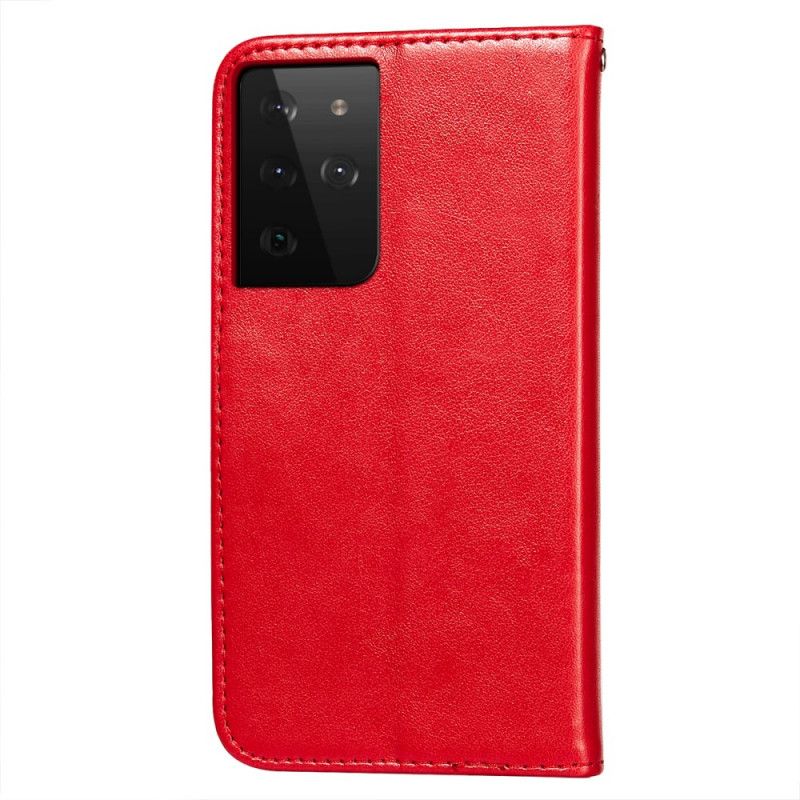 Obudowa Samsung Galaxy S21 Ultra 5G Czerwony Czarny Design Z Efektem Skóry Błyskawicy