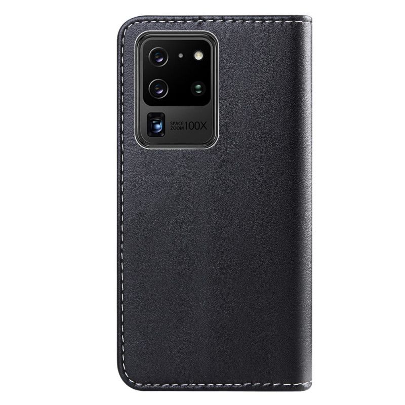 Skórzany Futerał Samsung Galaxy S21 Ultra 5G Szary Czarny Etui na Telefon Trójkolorowy Efekt Skóry