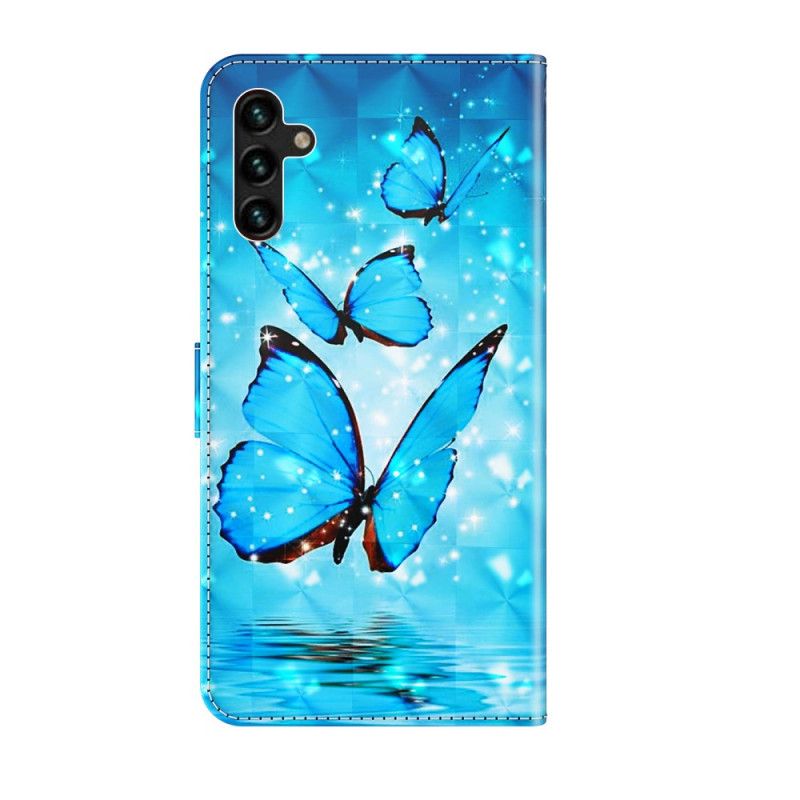 Etui Folio Do Samsung Galaxy A13 5g Latające Niebieskie Motyle