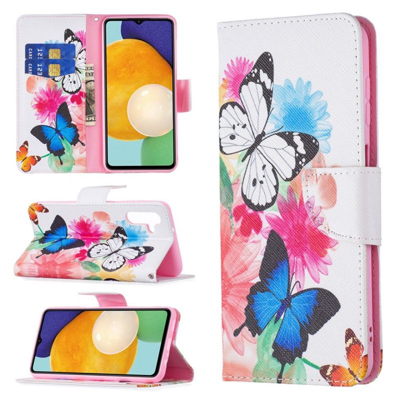 Etui Folio Do Samsung Galaxy A13 5g Malowane Motyle I Kwiaty