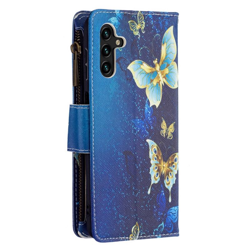 Etui Folio Do Samsung Galaxy A13 5g Zapinana Na Zamek Kieszeń W Kształcie Motyla