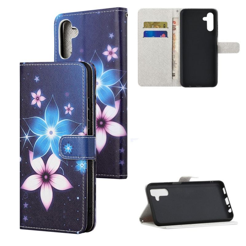 Etui Folio Samsung Galaxy A13 5g Księżycowe Kwiaty Z Paskiem Etui Ochronne