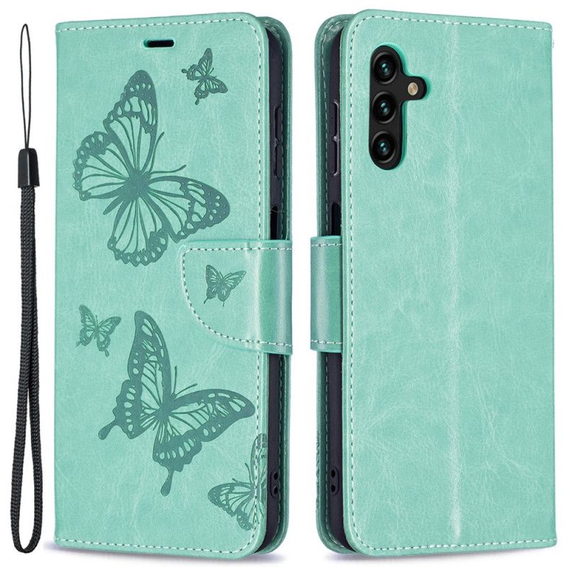 Etui Folio Samsung Galaxy A13 5g Motyle W Locie Ze Smyczą