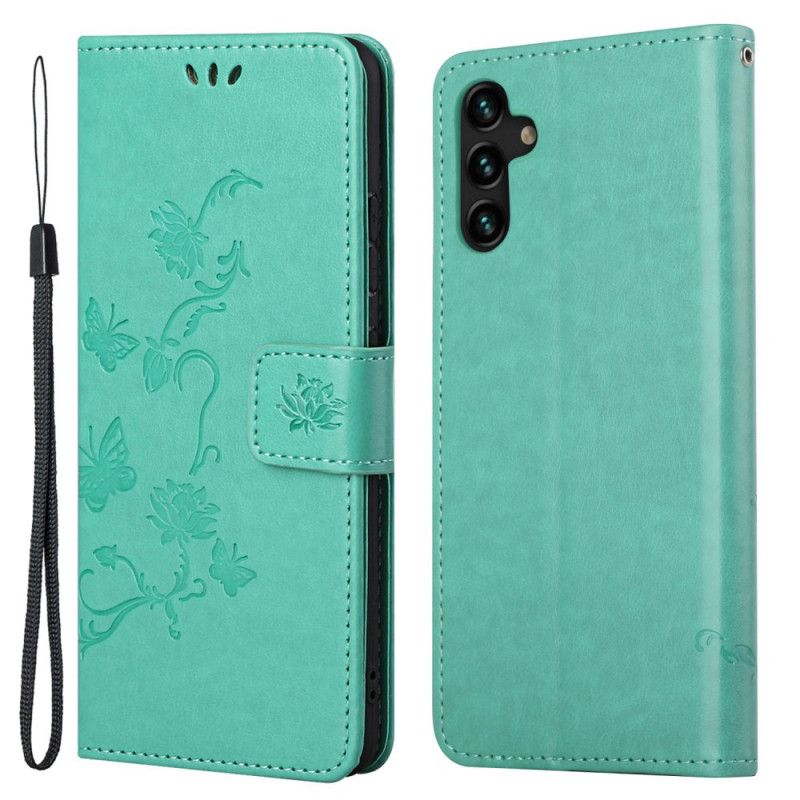 Etui Folio Samsung Galaxy A13 5g Pasek Kwiaty