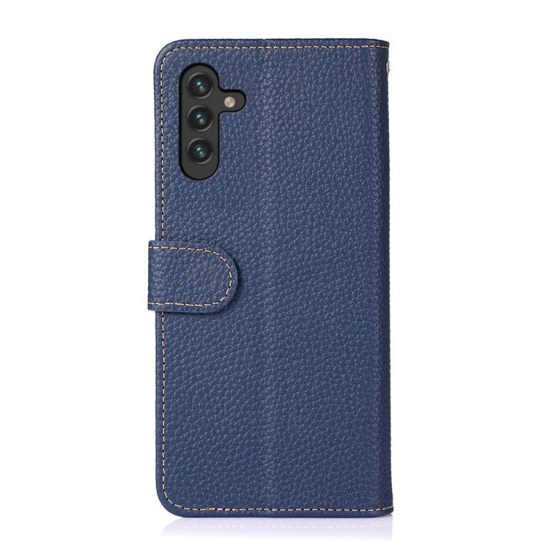 Etui Folio Samsung Galaxy A13 5g Prawdziwa Skóra Litchi Khazneh Rfid