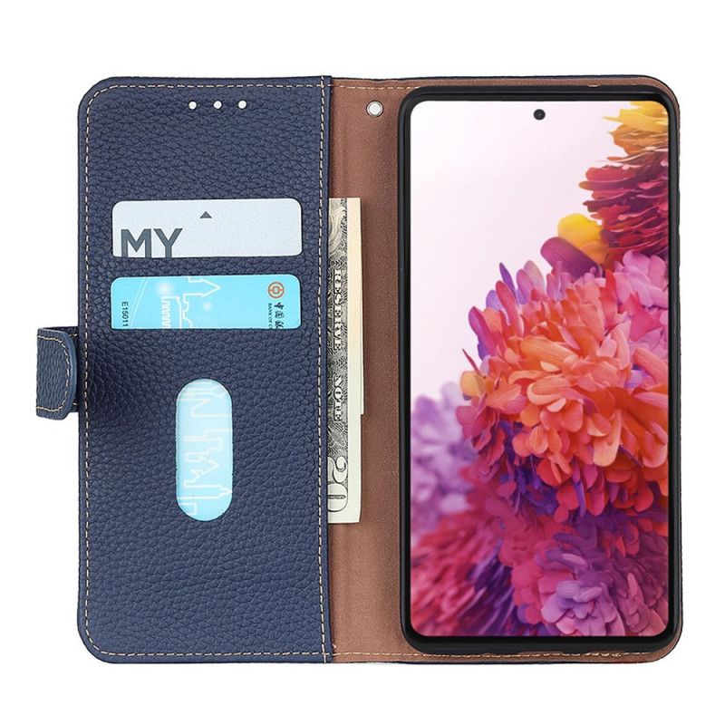 Etui Folio Samsung Galaxy A13 5g Prawdziwa Skóra Litchi Khazneh Rfid