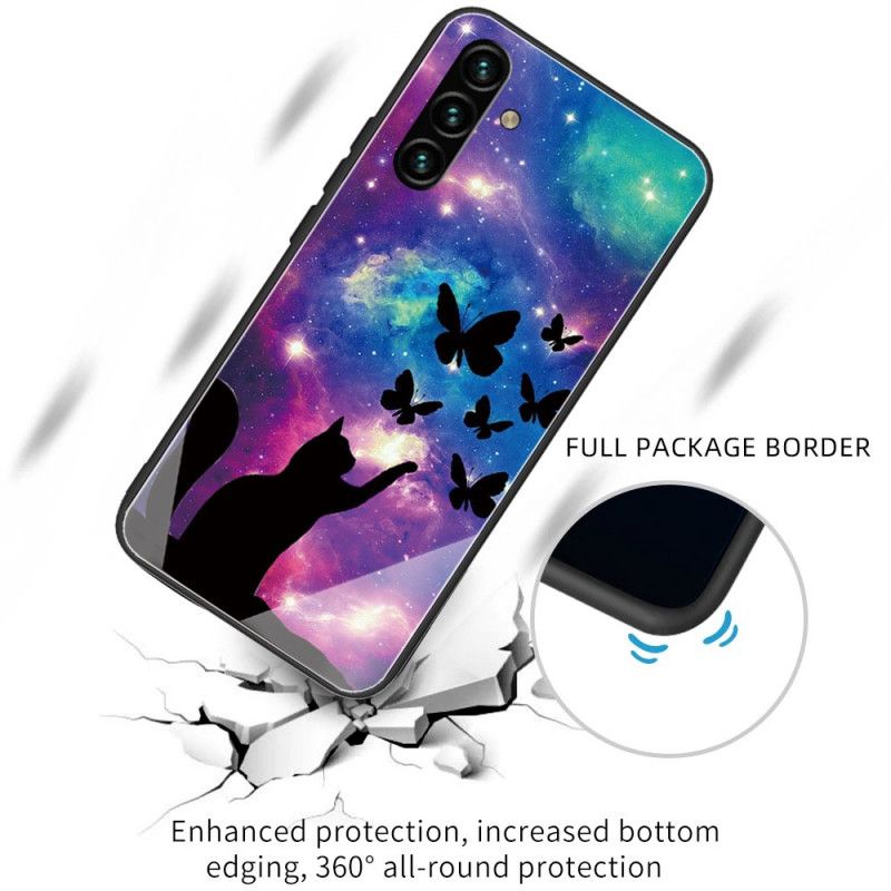 Etui Samsung Galaxy A13 5g Kot Ze Szkła Hartowanego I Motyle W Kosmosie Etui Ochronne